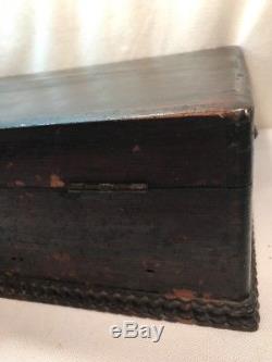 Vtg Antique Victorian Wood Spool Sewing Store Display Case Box Handles Carved