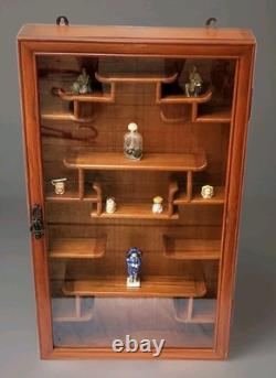 Vtg Asian Wall Hanging Display Curio Cabinet Shadow Box Wood Starter Pieces