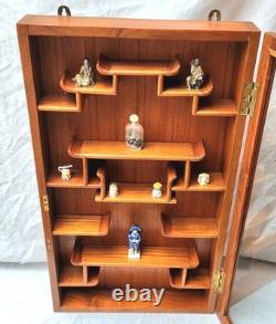 Vtg Asian Wall Hanging Display Curio Cabinet Shadow Box Wood Starter Pieces