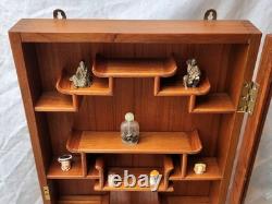Vtg Asian Wall Hanging Display Curio Cabinet Shadow Box Wood Starter Pieces