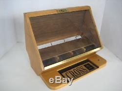 Vtg CROSS brand Pens / Pencils Advertising Wood Counter Top Display Case LOCKS
