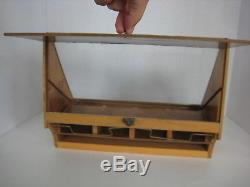 Vtg CROSS brand Pens / Pencils Advertising Wood Counter Top Display Case LOCKS