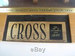 Vtg CROSS brand Pens / Pencils Advertising Wood Counter Top Display Case LOCKS
