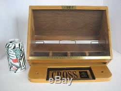 Vtg CROSS brand Pens / Pencils Advertising Wood Counter Top Display Case LOCKS
