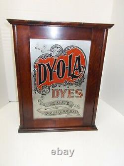 Vtg DY-O-LA Dye General Store Display Wood Case & Packets of Dye ca 1890-1910