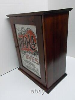 Vtg DY-O-LA Dye General Store Display Wood Case & Packets of Dye ca 1890-1910