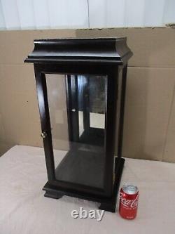 Vtg Dark Wood Mirrored Glass Curio Doll Display Case Shelf Tabletop Mantle 24