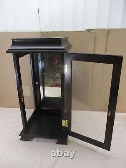 Vtg Dark Wood Mirrored Glass Curio Doll Display Case Shelf Tabletop Mantle 24