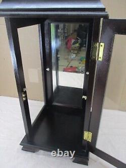 Vtg Dark Wood Mirrored Glass Curio Doll Display Case Shelf Tabletop Mantle 24