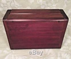 Vtg Dominoes Set in Wood Case Embedded Metal Dots Mexico Display Domino on Top