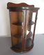 Vtg Half Round Glass Mini Curio Cabinet Wood Display Case Shelves Wall Table-top