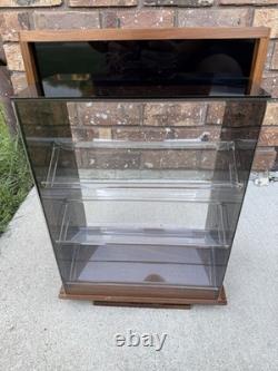 Vtg Krementz Countertop Jewelry Display Case Spinning Wood & AcrylicGREAT