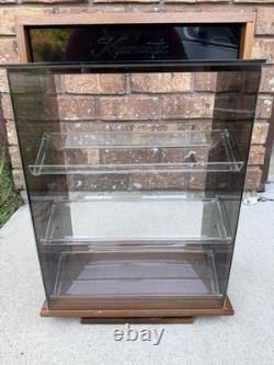Vtg Krementz Countertop Jewelry Display Case Spinning Wood & AcrylicGREAT