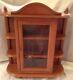 Vtg Large Wood Curio Cabinet Display Case Table Wall Hanging Shelf Glass Door