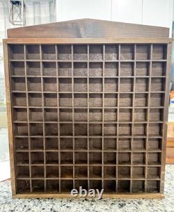 Vtg Miniatures Display Case Cabinet Wood Sliding Plexiglass Front 100 Cubbies