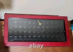 Vtg Wood Coin Jewelry Knives Display Case 4 Drawers Lock & Key/NOS