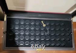 Vtg Wood Coin Jewelry Knives Display Case 4 Drawers Lock & Key/NOS