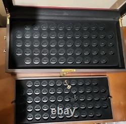 Vtg Wood Coin Jewelry Knives Display Case 4 Drawers Lock & Key/NOS