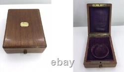 Vtg Wood Pocket Watch Box Purple Interior (b321)