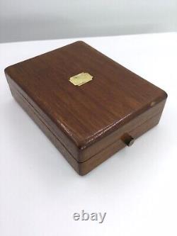 Vtg Wood Pocket Watch Box Purple Interior (b321)