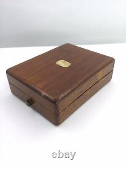 Vtg Wood Pocket Watch Box Purple Interior (b321)