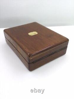 Vtg Wood Pocket Watch Box Purple Interior (b321)