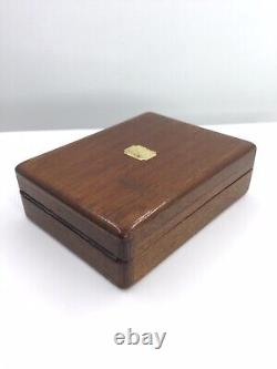 Vtg Wood Pocket Watch Box Purple Interior (b321)