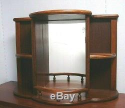 Vtg Wooden Knick-knack Wall Hanging Display Shelf with Mirror & plate holder