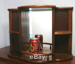 Vtg Wooden Knick-knack Wall Hanging Display Shelf with Mirror & plate holder