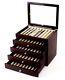 Wancher Display Case Urushi Lacquer Wood Dark Brown Color 50 Pen Collection Ems