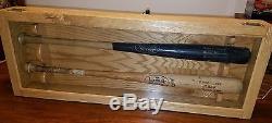 WOODEN BASEBALL BAT DISPLAY CASE Holds 2 Bats Oak acrylic wood