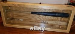 WOODEN BASEBALL BAT DISPLAY CASE Holds 2 Bats Oak acrylic wood