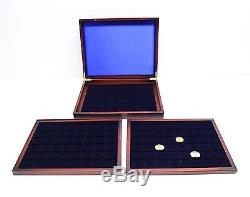 WOOD DISPLAY CASE with3 Trays for COINS/ CAPSULES up to 30mm eg SBA, Presidential