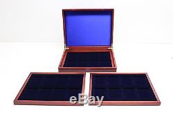 WOOD DISPLAY CASE with3 Trays for PCGS, NGC, ANACS Holds up to 24 Certified Slabs