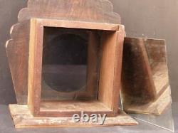 WOW 19 c Carved Wood Curio Cabinet Display Case Round Glass Shadow Clock Box OLD