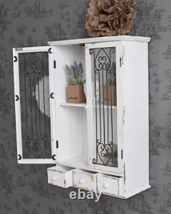 Wall Cabinet Display Case Hanging Shabby Chic Wardrobe Showcase Antique