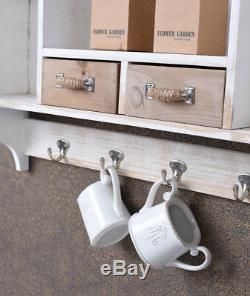 Wall Cabinet Shabby Chic Kitchen Cupboard Hook Display Case Showcase Shelf