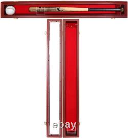 Wall-Mounted Baseball Bat Display Case Cherry Wood, UV Protection, Lockable