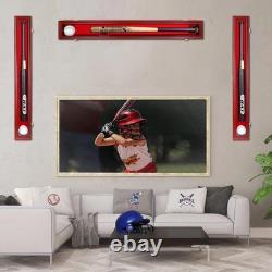 Wall-Mounted Baseball Bat Display Case Cherry Wood, UV Protection, Lockable