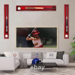 Wall-Mounted Baseball Bat Display Case Cherry Wood, UV Protection, Lockable
