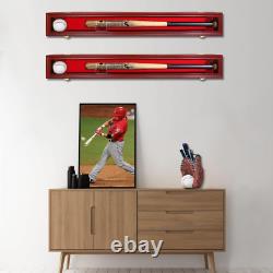 Wall-Mounted Baseball Bat Display Case Cherry Wood, UV Protection, Lockable