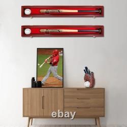 Wall-Mounted Baseball Bat Display Case Cherry Wood, UV Protection, Lockable