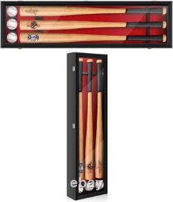 Wall-Mounted Baseball Bat Display Case with UV Protection Holds 3 Bats