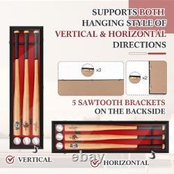 Wall-Mounted Baseball Bat Display Case with UV Protection Holds 3 Bats Wall-Mounted Baseball Bat Display Case with UV Protection Holds 3 Bats