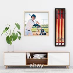 Wall-Mounted Baseball Bat Display Case with UV Protection Holds 3 Bats