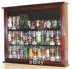 Wall Mounted Curio Cabinet / Sports Shot Glass Display Case, Solid Wood, Glass