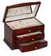 Walnut Jewelry Box Storage Display Chest Case Ring Necklace Organizer, New, Wood