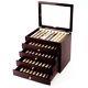 Wancher Urushi Lacquer 50 Fountain Pen Wood Display Case Brown F/s Japan Ems