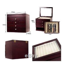 Wancher Urushi Lacquer 50 Fountain Pen Wood Display Case Brown F/S Japan EMS