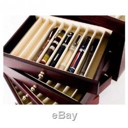 Wancher Urushi Lacquer 50 Fountain Pen Wood Display Case Brown F/S Japan EMS